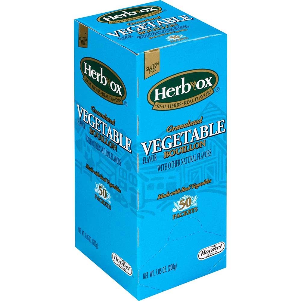 Hormel Health Labs Herb-Ox Instant Broth Vegetable Flavor, 50 packets per box -- 6 boxes per case