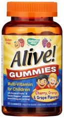 Natures Way Alive Natural Cherry Grape Childrens Multi Vitamin Gummy - 90 count per pack