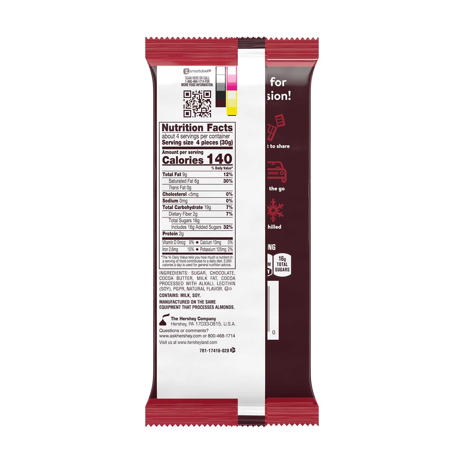 Hersheys Individually Wrapped X-Large Special Dark Mildly Sweet Dark Chocolate Candy Bar, 4.25 Ounce -- 12 per case