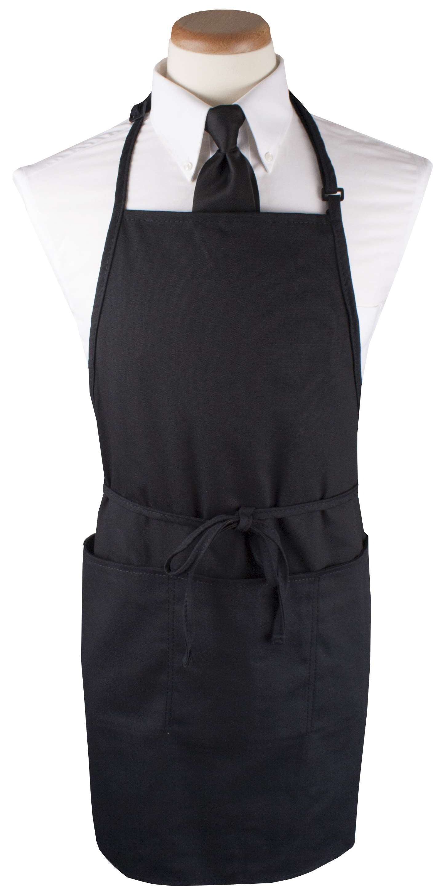 John Ritzenthaler Black Extra Long Bib Apron -- 24 Per Case
