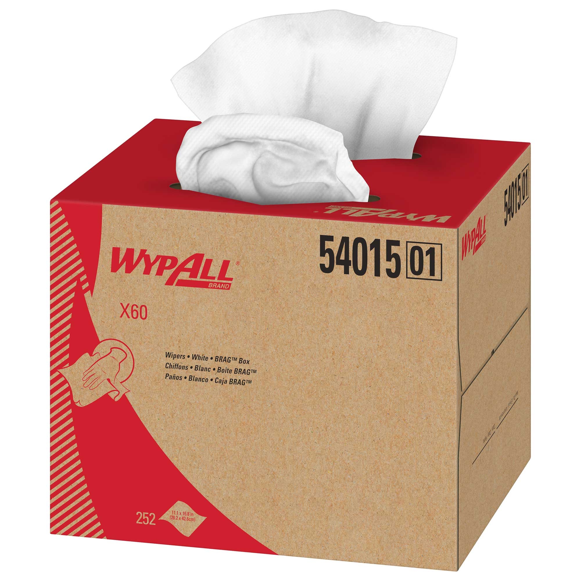 WypAll Brag Box White X60 Reusable Cloth - 252 per pack -- 1 pack