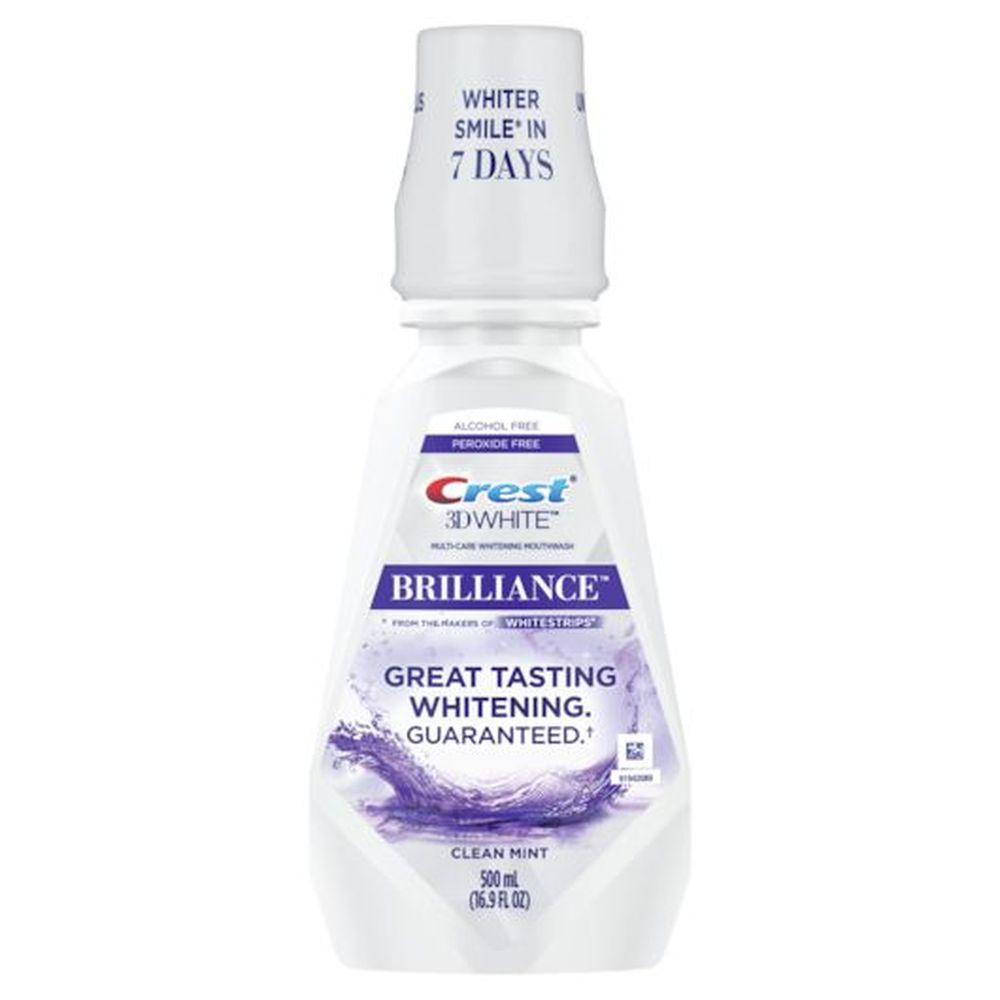 Crest 3D White Brilliance Clean Mint Alcohol Free Whitening Mouthwash, 16.9 Ounce -- 4 per case