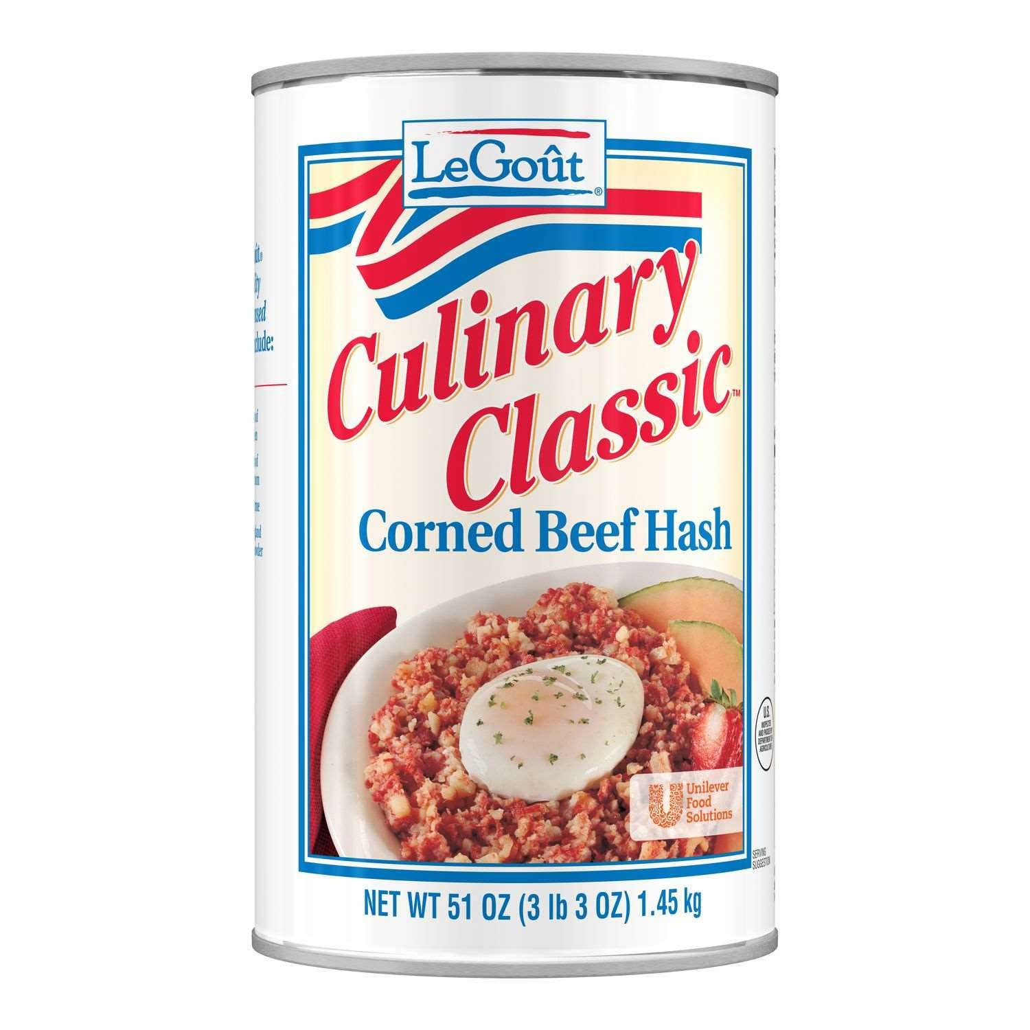 Single LeGout Corned Beef Hash Heat and Serve Can, 51 Ounce