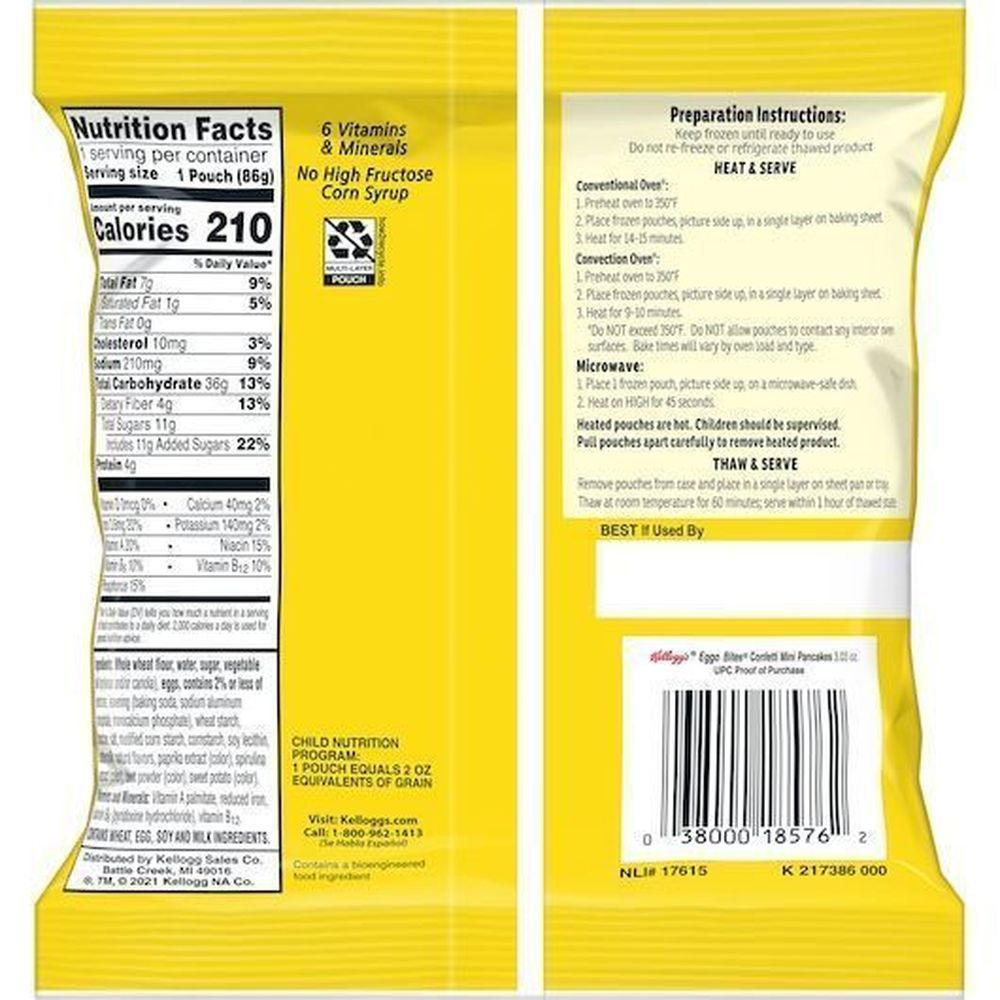 Eggo Mini Confetti Pancakes Bites, 3.03 Ounce -- 72 Per Case