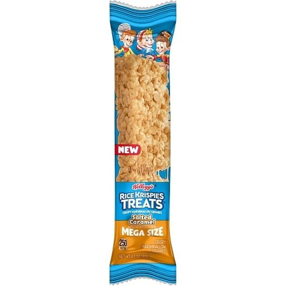 Kelloggs Rice Krispies Treats Mega Size Salted Caramel Marshmallow Squares, 2.1 Ounce - 72 per case