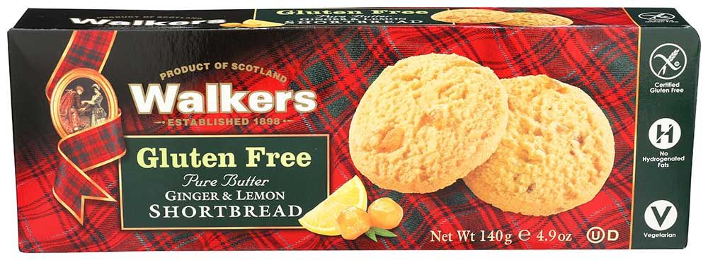 Walkers Gluten Free Ginger And Lemon Shortbread Cookie, 4.9 Ounce -- 6 Per Case
