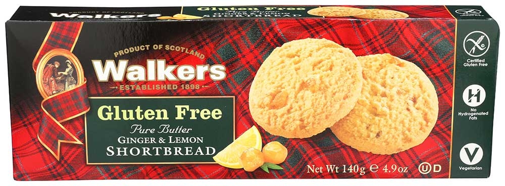 Walkers Gluten Free Ginger and Lemon Shortbread Cookie, 4.9 Ounce -- 6 per case.