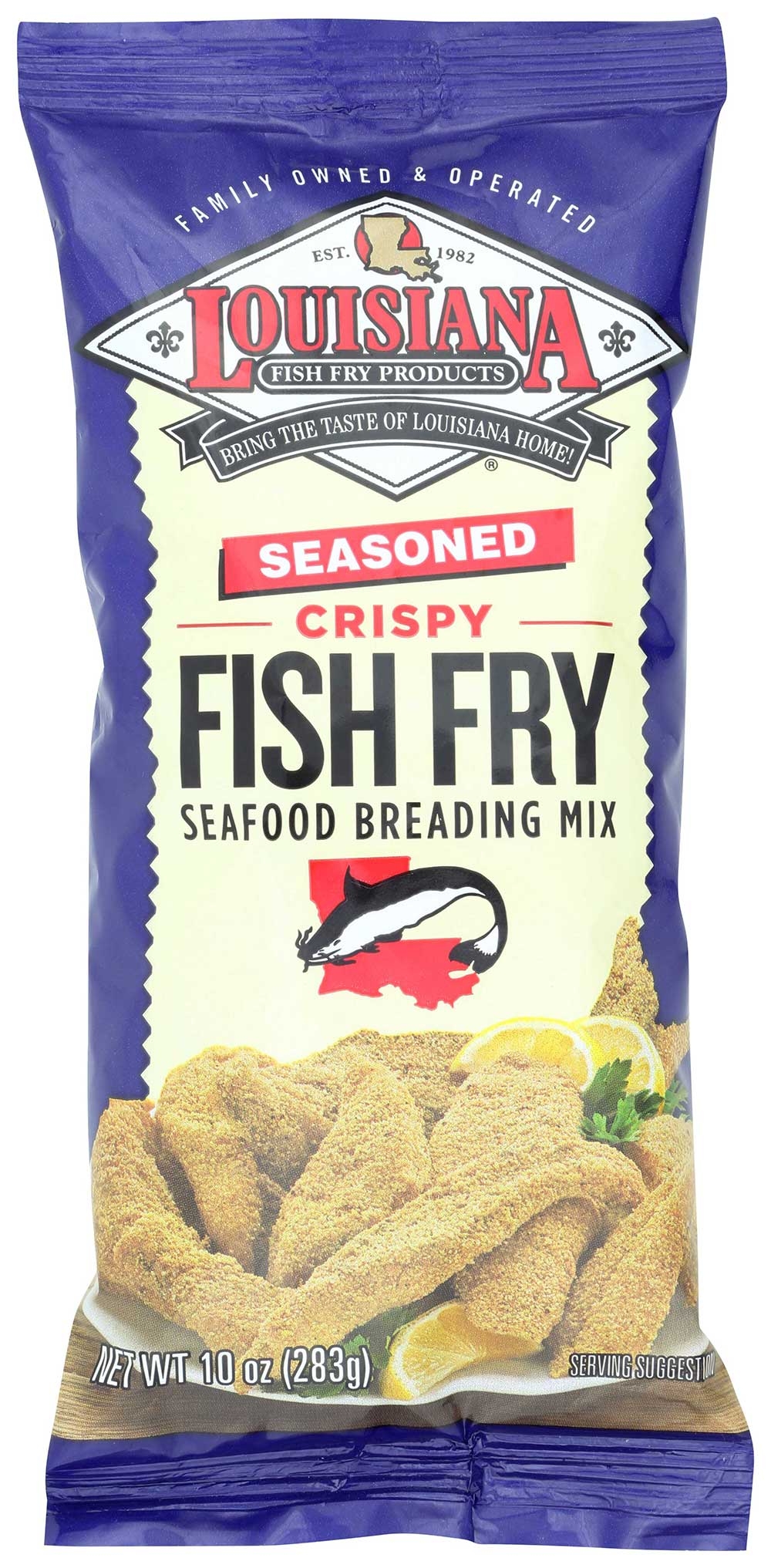 Louisiana Fish Fry Seasoned - 10 ounce -- 12 per case.