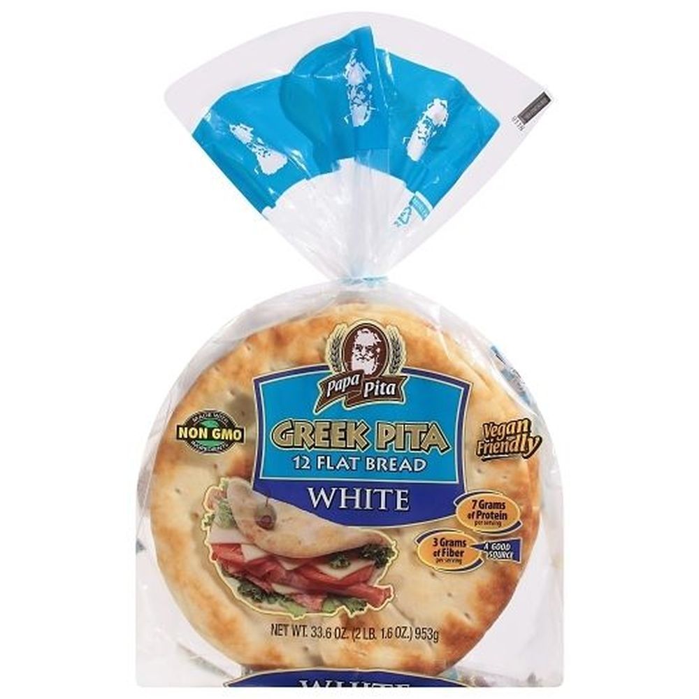 Papa Pita White Dark Greek Pita, 33.6 Ounce -- 12 Per Case