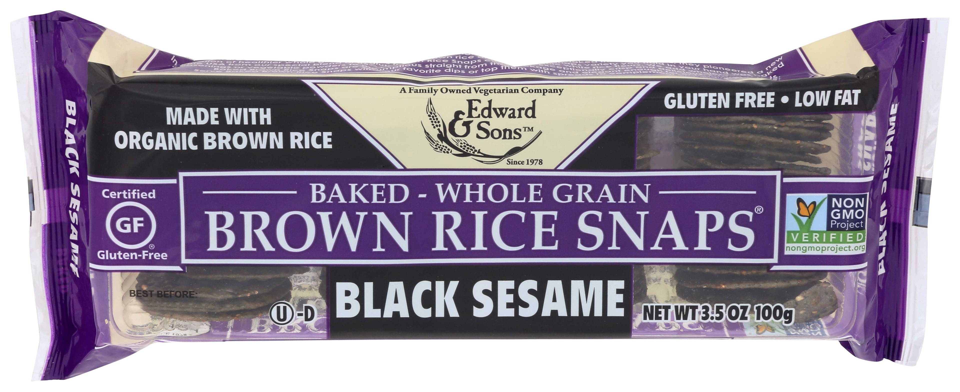 Edward And Sons Organic Black Sesame Brown Rice Snap, 3.5 Ounce -- 12 per case.