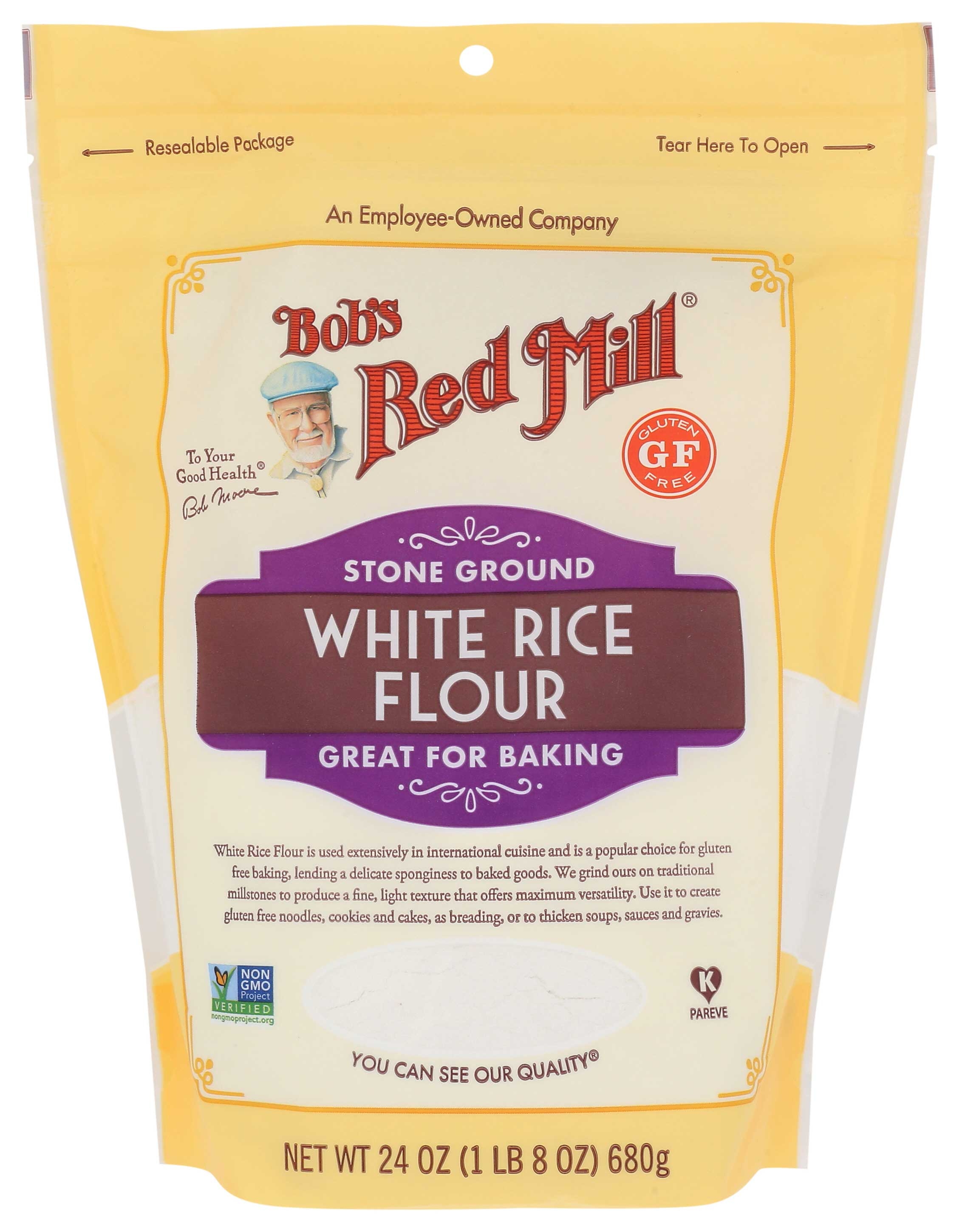 Bobs Red Mill Stone Ground White Rice Flour, 24 Ounce -- 4 per case