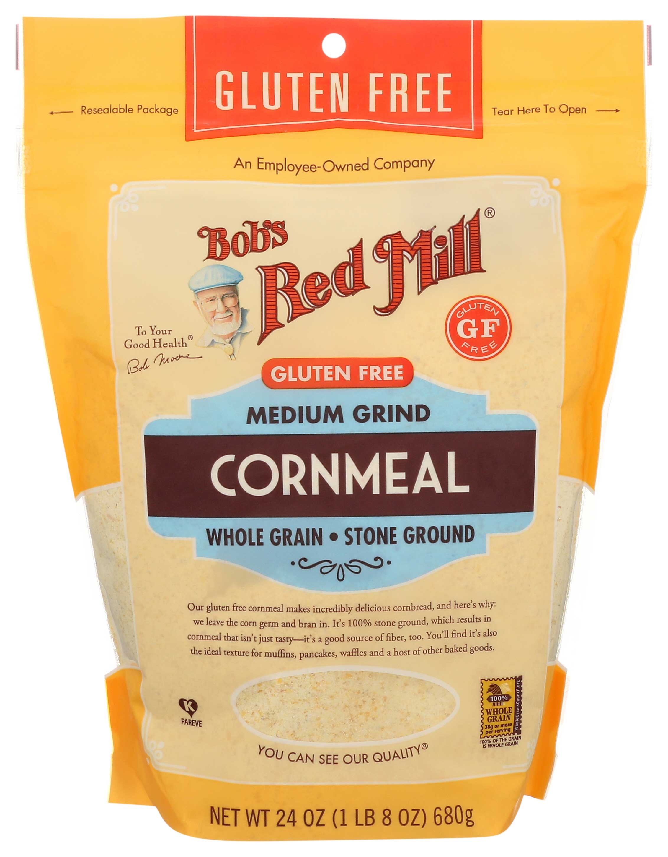 Bobs Red Mill Gluten Free Medium Grind Cornmeal, 24 Ounce -- 4 per case