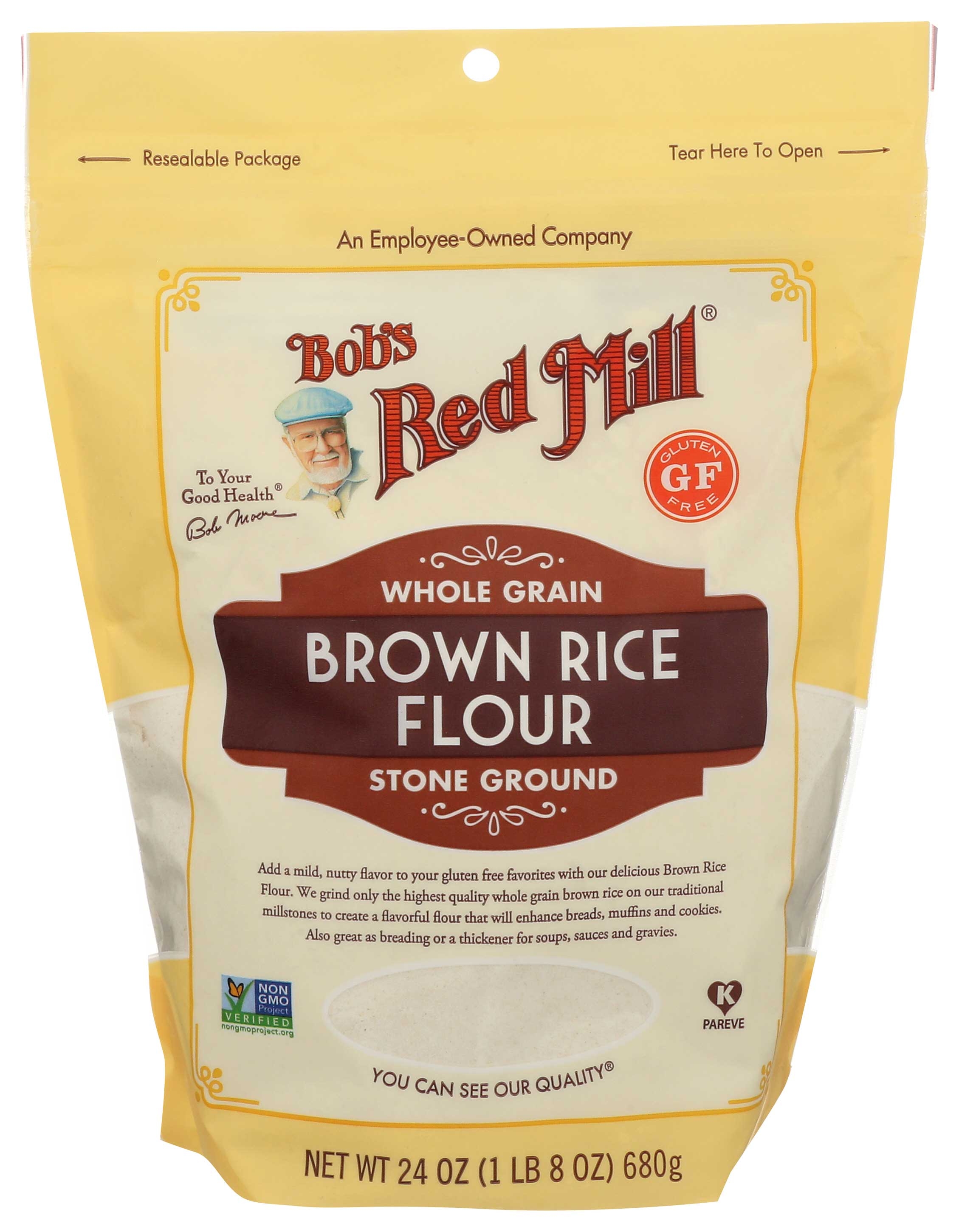 Bobs Red Mill Whole Grain Stone Ground Brown Rice Flour, 24 Ounce -- 4 per case