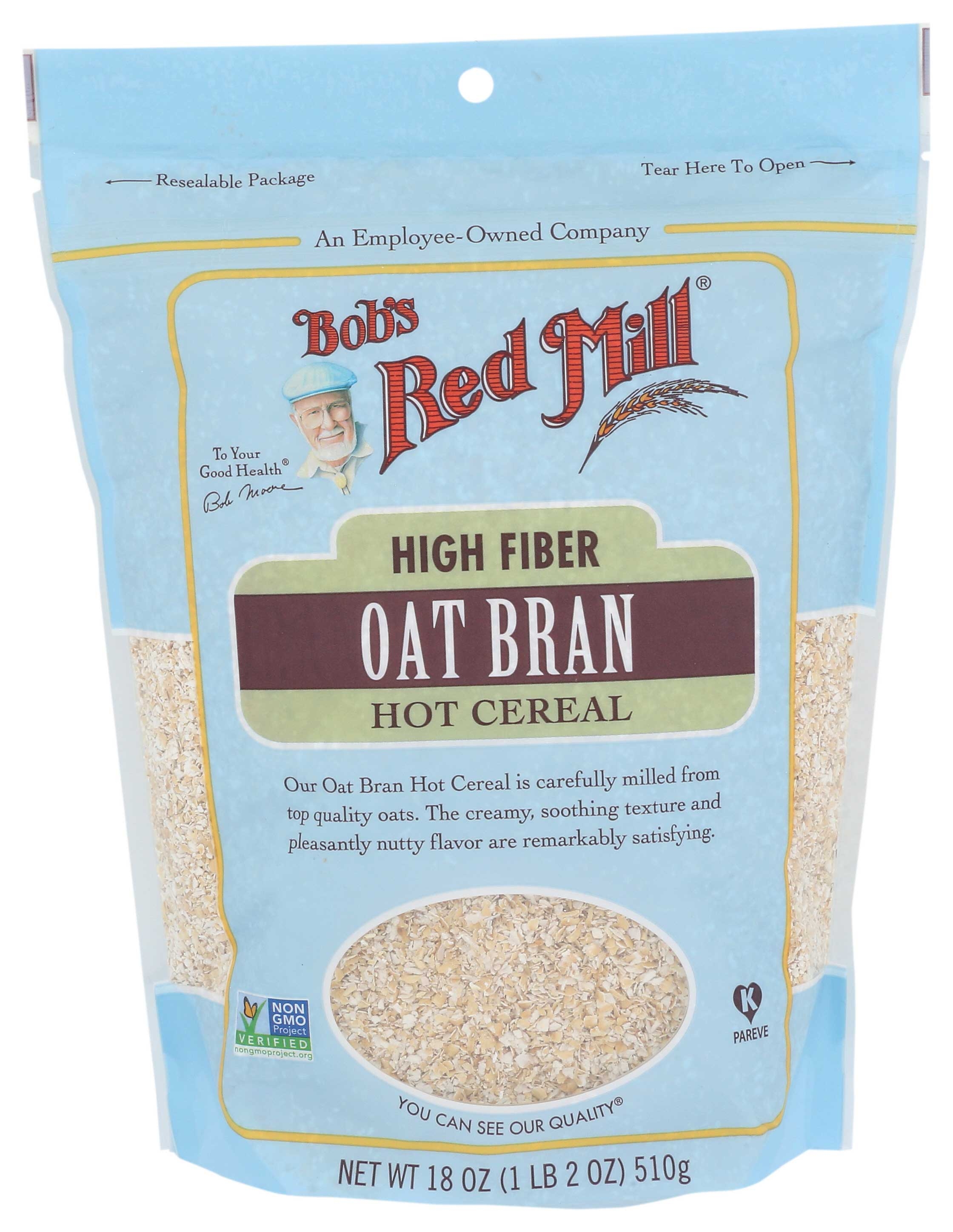Bobs Red Mill High Fiber Oat Bran Hot Cereal, 18 Ounce -- 4 per case