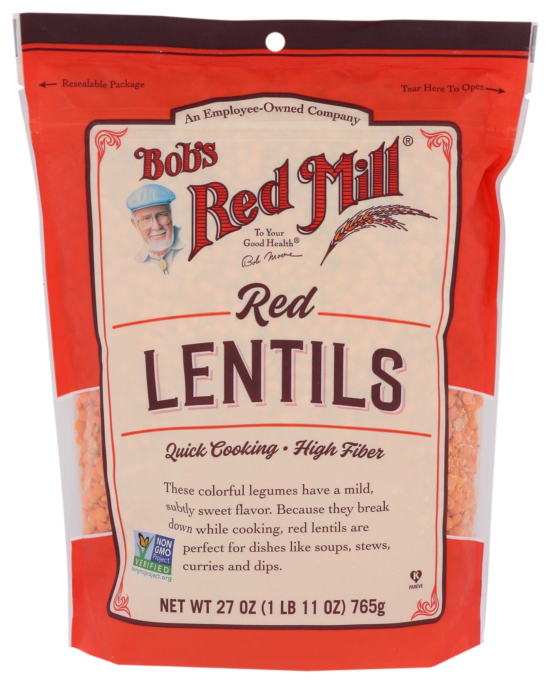 Bob's Red Mill Red Lentil Beans, 27 Ounce -- 4 Per Case