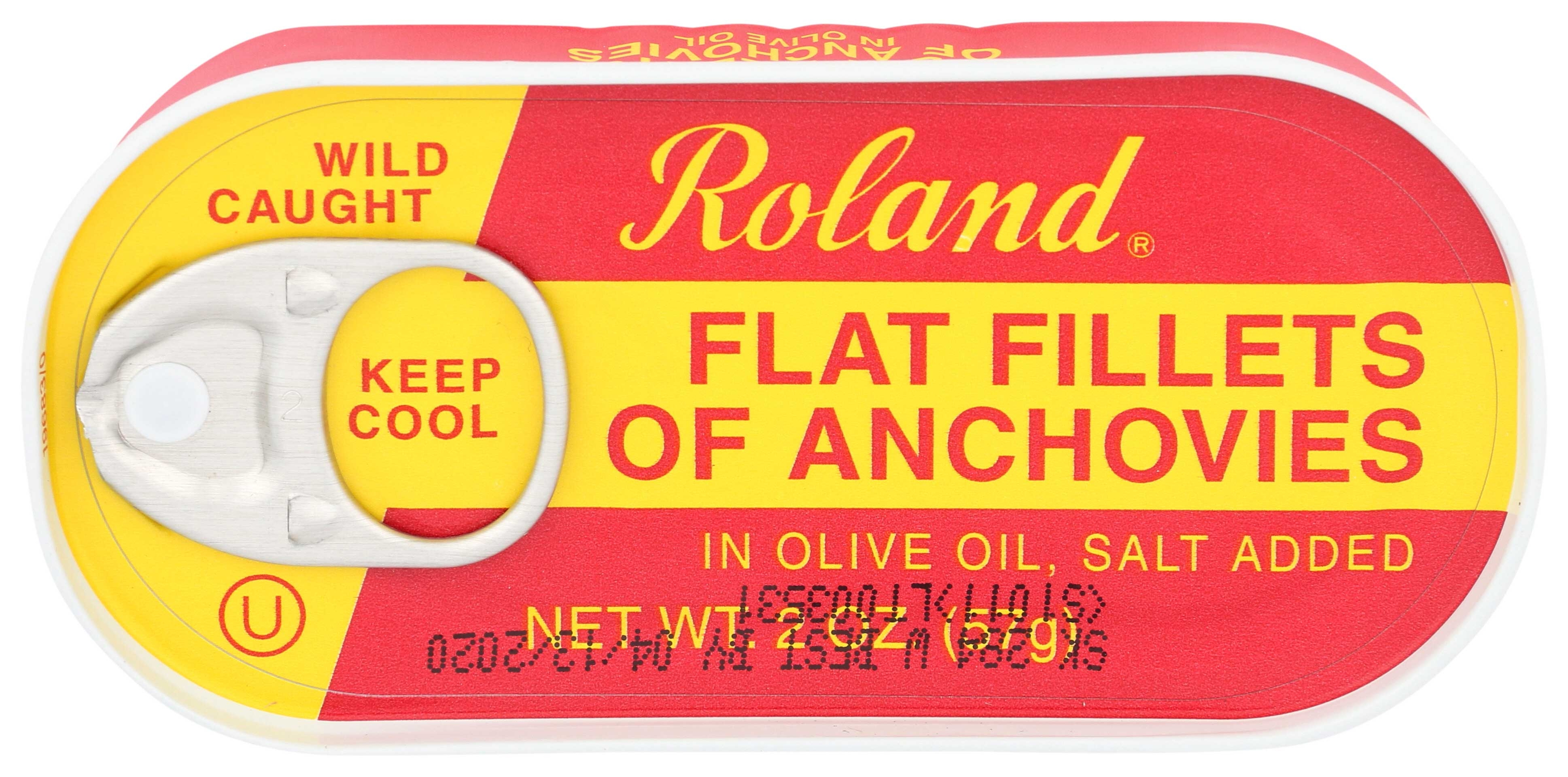 Roland Anchovy Flat Fillets of Olive Oil, 2 Ounce -- 25 per case.