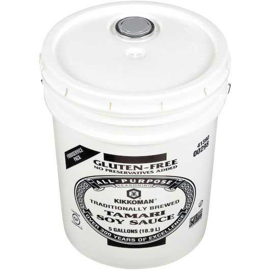 Kikkoman Preservative Free Gluten Free Tamari Soy Sauce, 5 Gallon