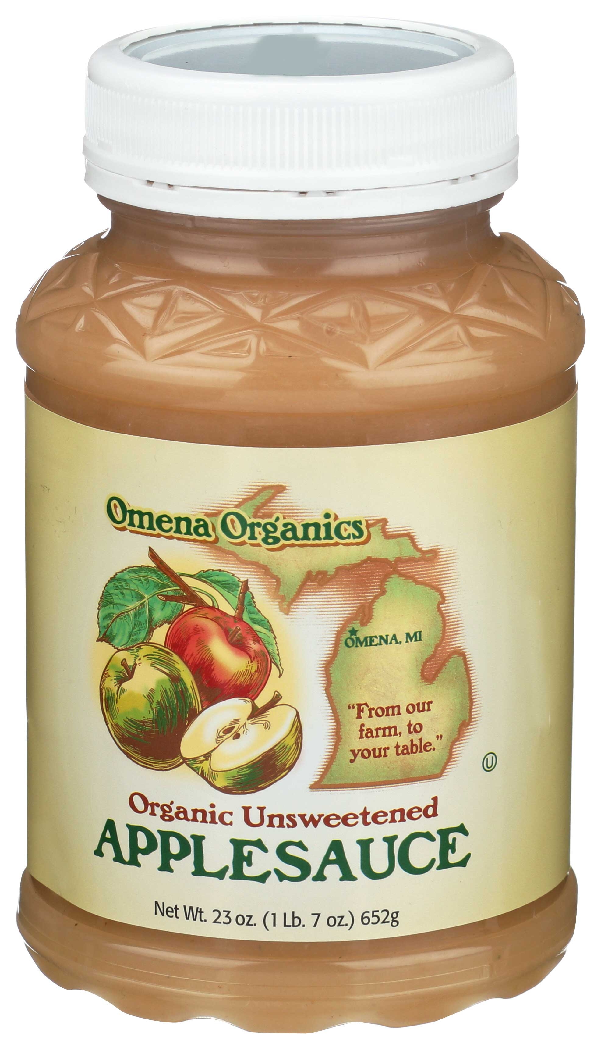 Omena Organics Unsweetened Apple Sauce, 23 Ounce -- 12 per case
