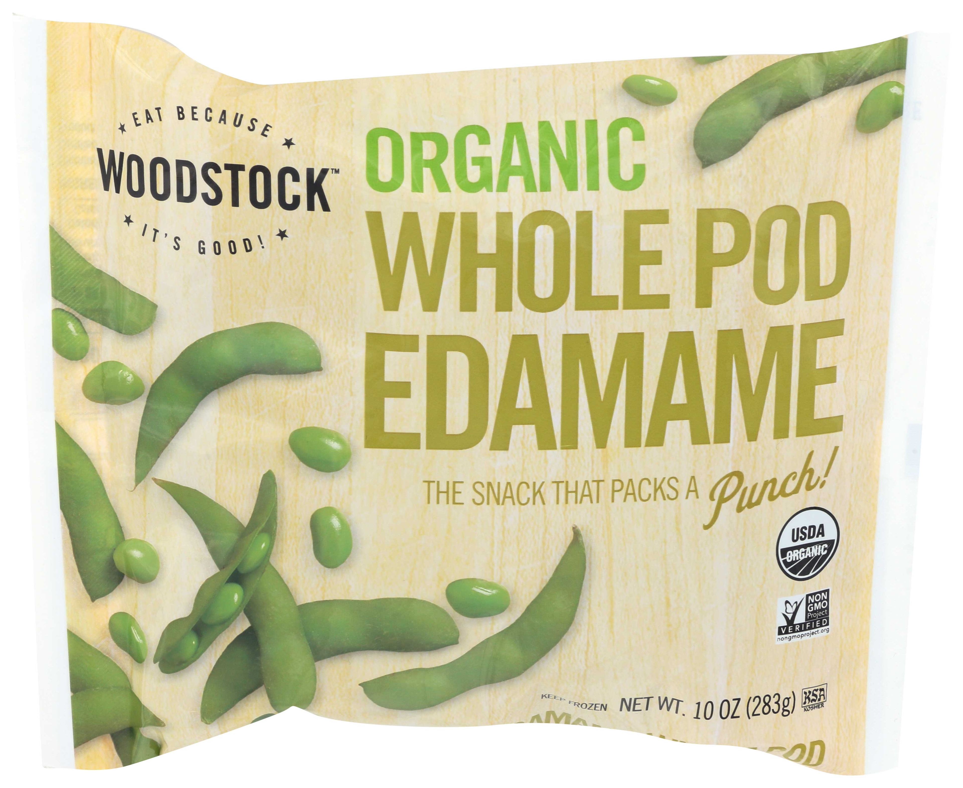 Woodstock Farms Organic Whole Pod Edamame, 10 Ounce -- 12 per case.