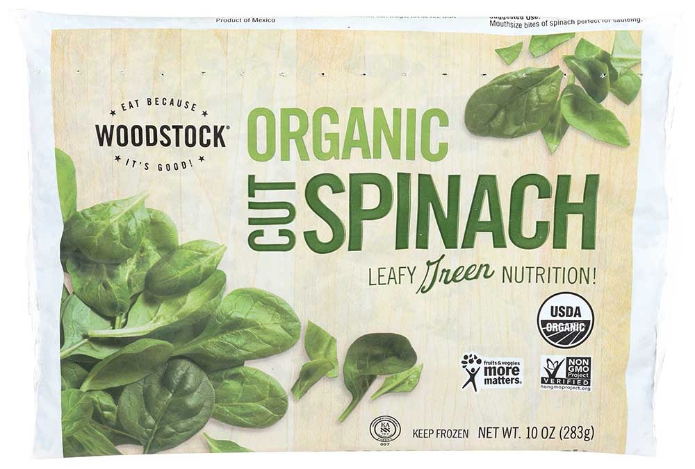 Woodstock Farms Organic Cut Spinach, 10 Ounce -- 12 per case.