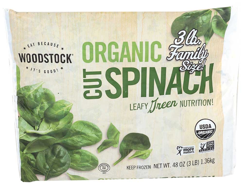 Woodstock Farms Organic Cut Spinach - Family Size, 3 Pound -- 6 per case.