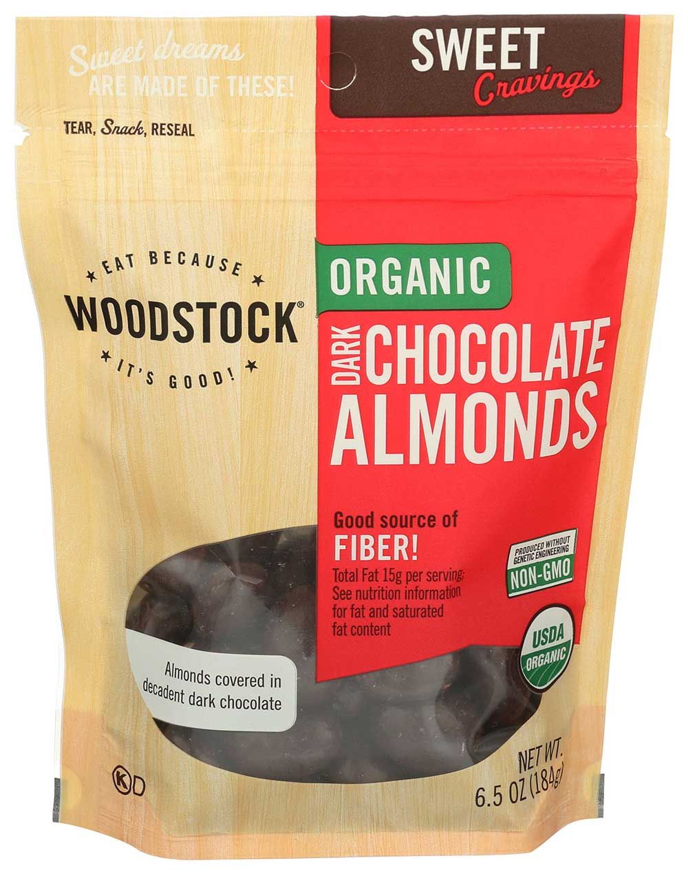 Woodstock Farms Organic Dark Chocolate Almond, 6.5 Ounce -- 8 Per Case