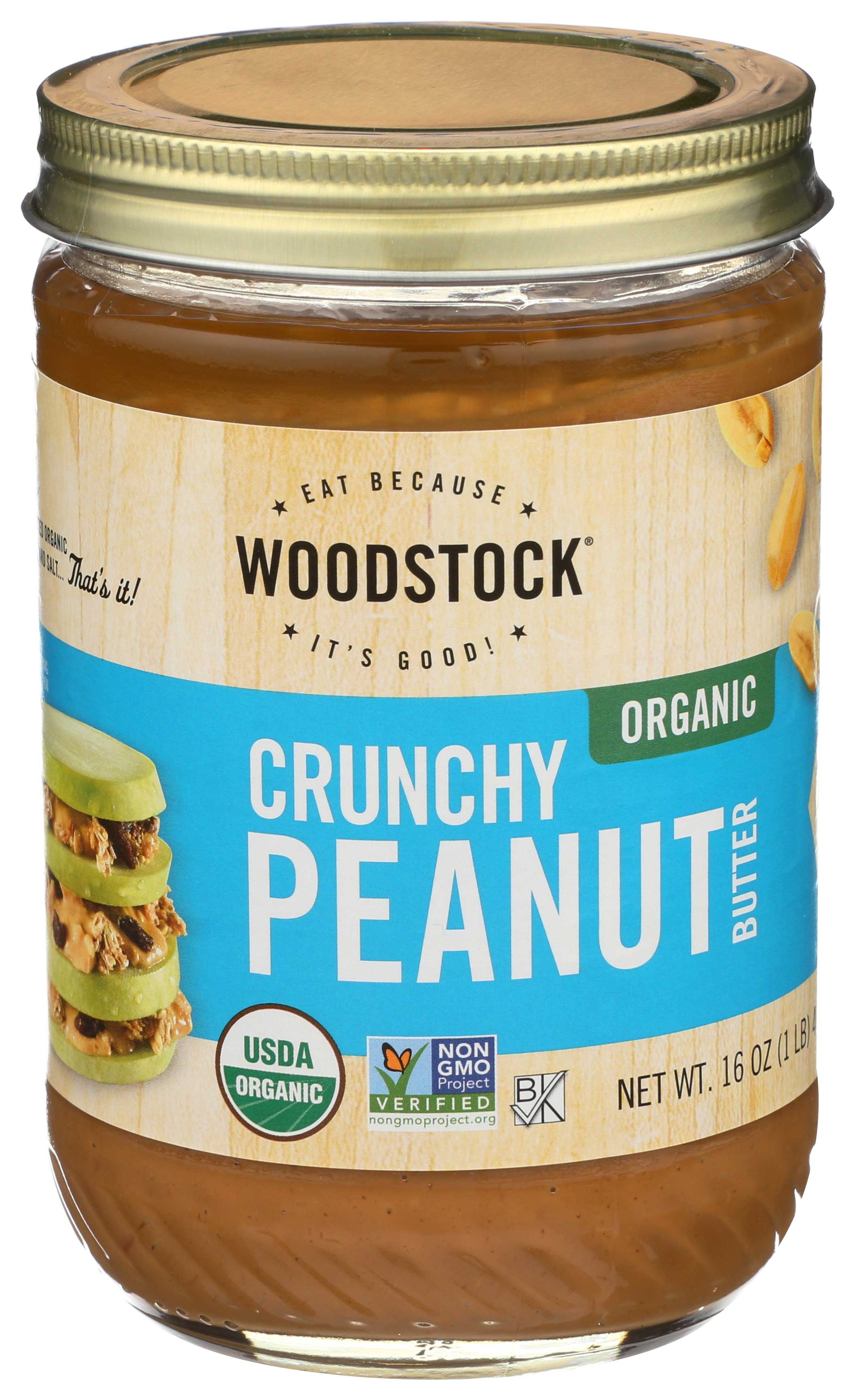 Woodstock Farms Organic Crunchy Peanut Butter, 16 Ounce -- 12 per case.