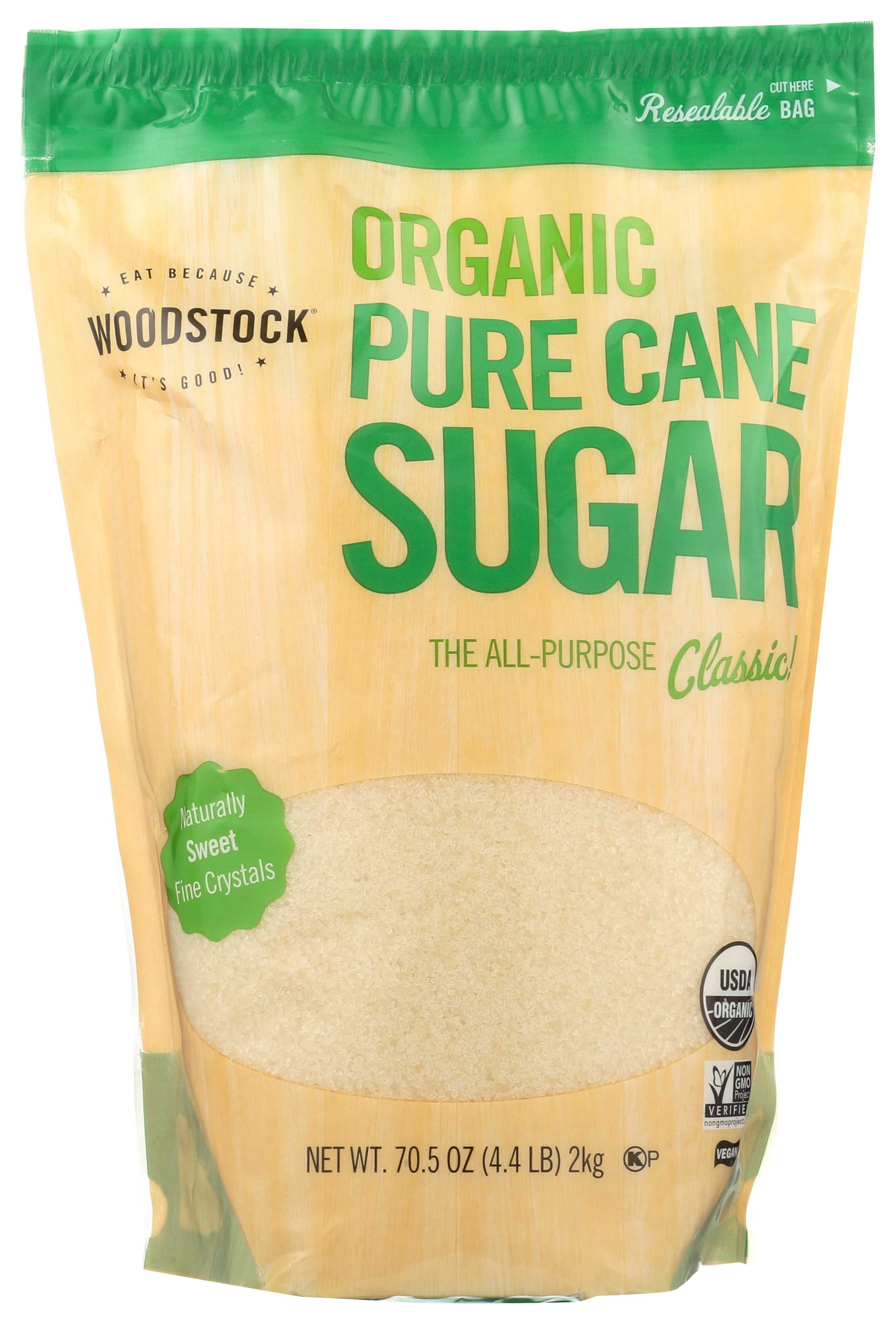 Woodstock Farms Organic Pure Cane Sugar, 4.4 Pound -- 5 Per Case