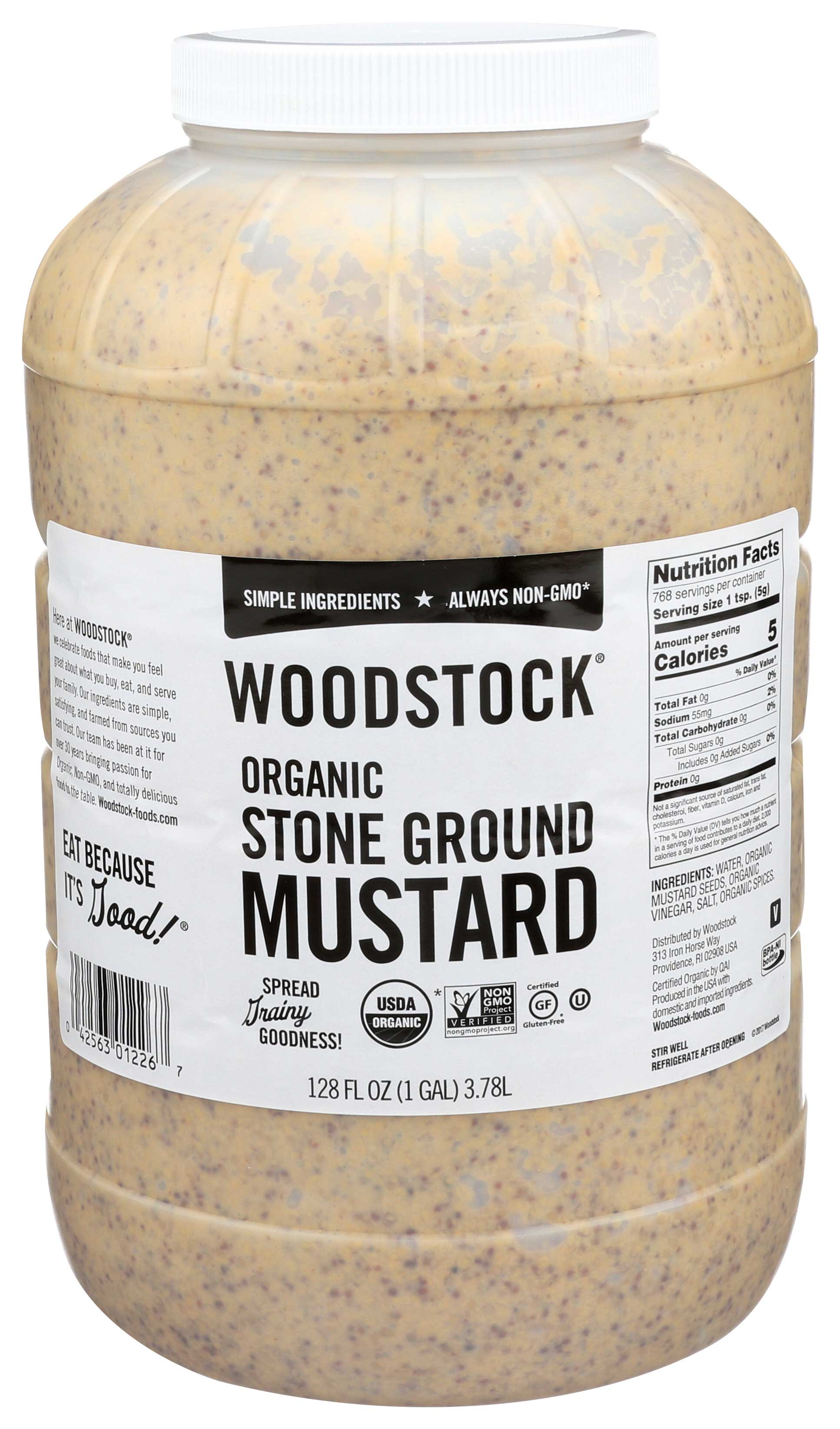 Woodstock Farms Organic Stoneground Mustard, 1 Gallon -- 4 per case.