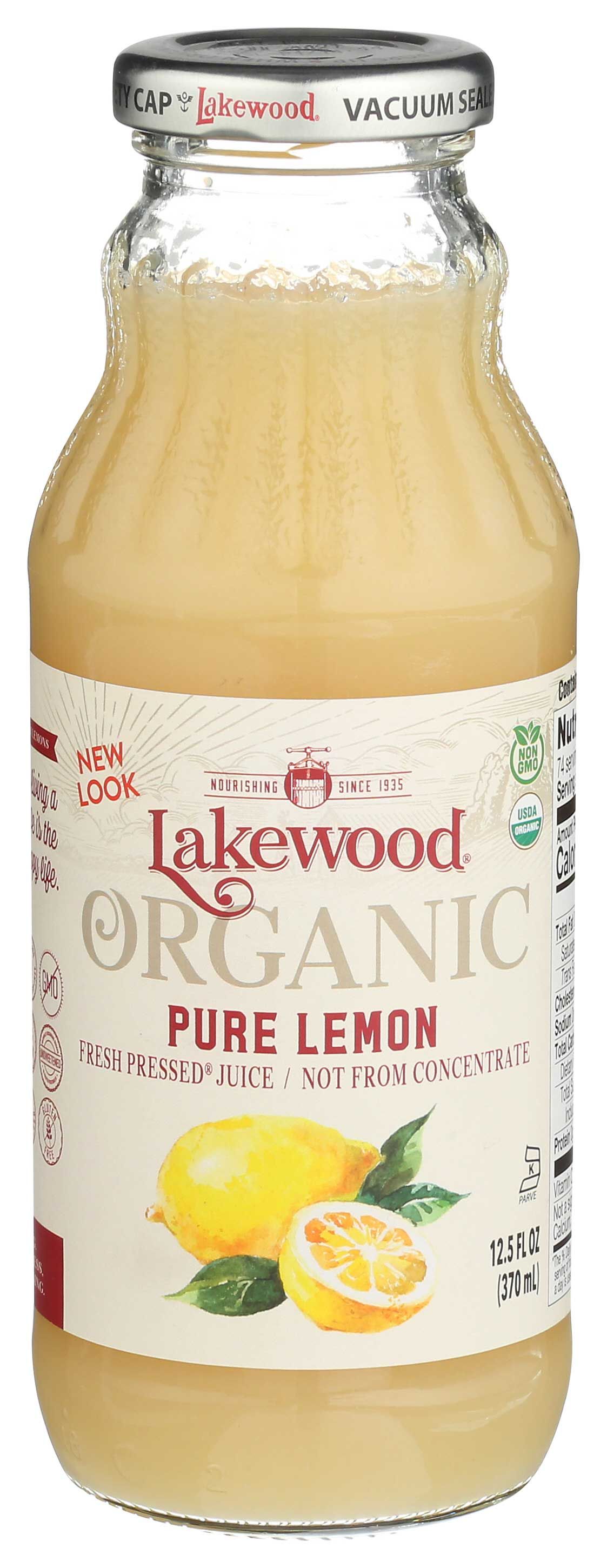 Lakewood Organic Pure Lemon Juice, 12.5 Ounce -- 12 Per Case
