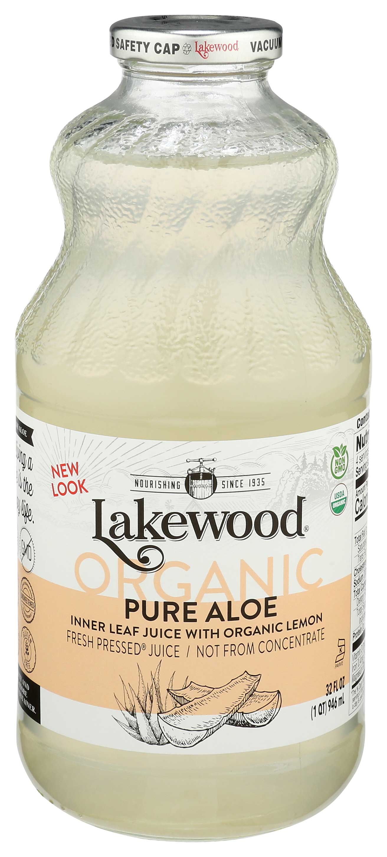 Lakewood Organic Pure Aloe Juice, 32 Ounce
