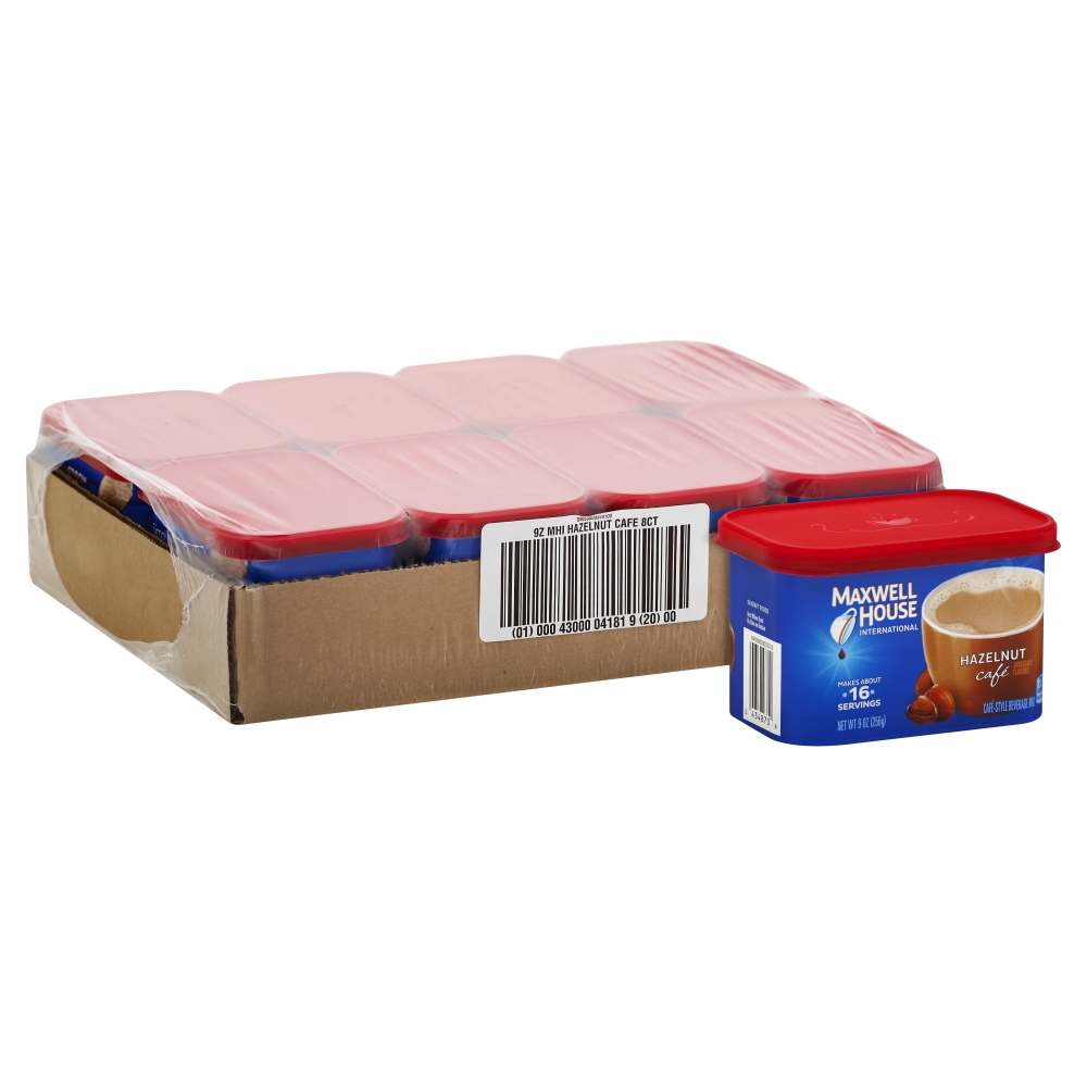 Maxwell House Hazelnut Flavored Cafe Style Instant Beverage Mix, 9 Ounce -- 8 per case.