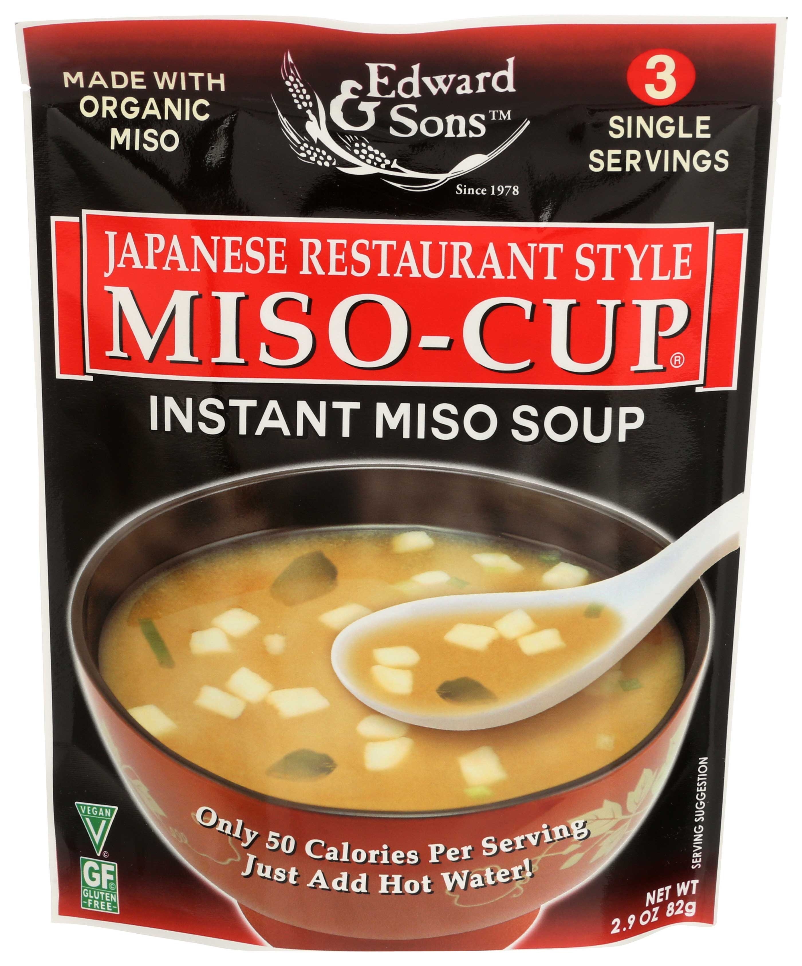 Edward And Sons Japanese Restaurant Style Instant Organic Miso Cup Soup, 2.9 Ounce -- 6 per case.
