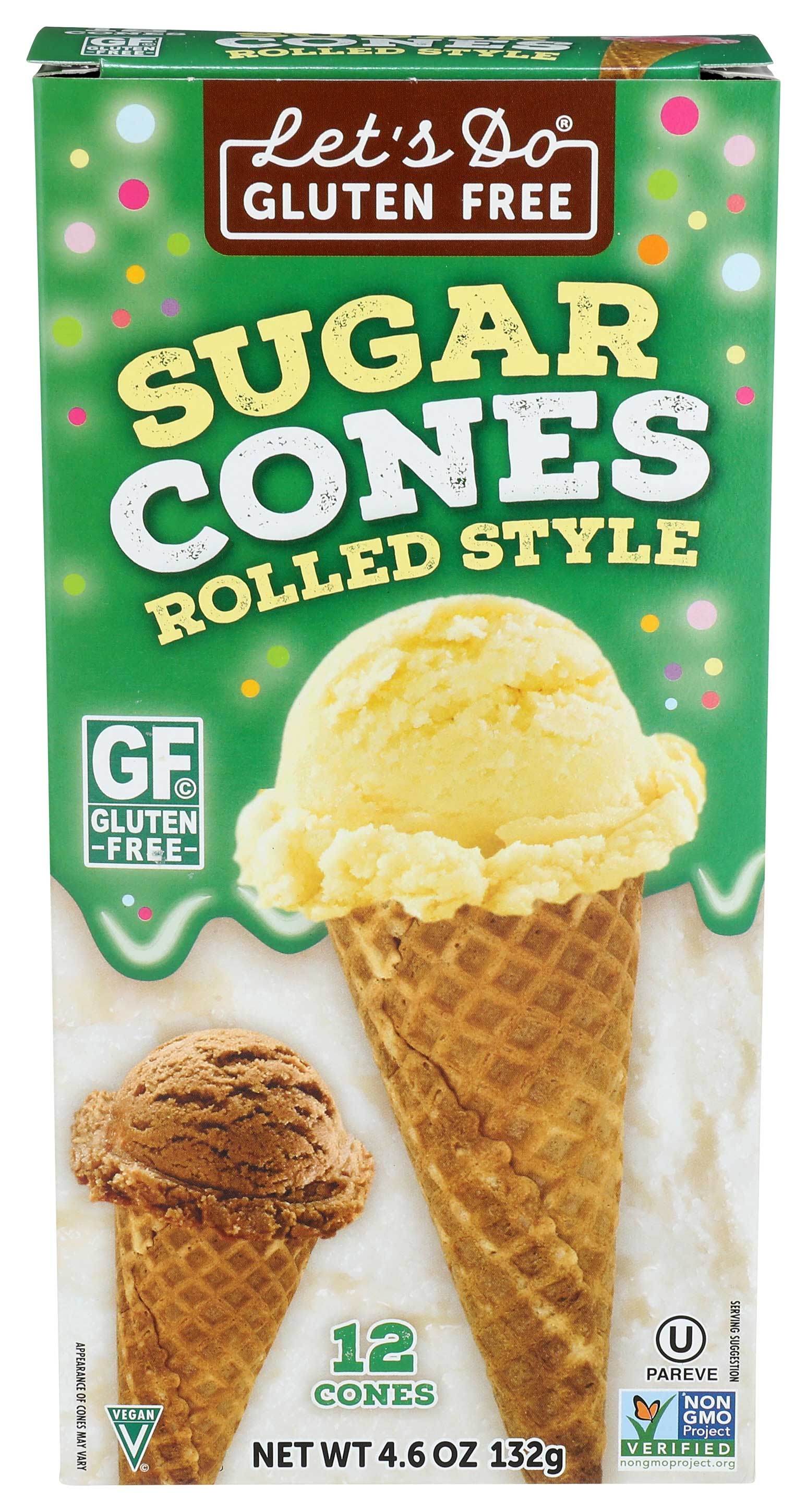 Lets Do Gluten Free Sugar Cones, 4.6 Ounce -- 12 per case.
