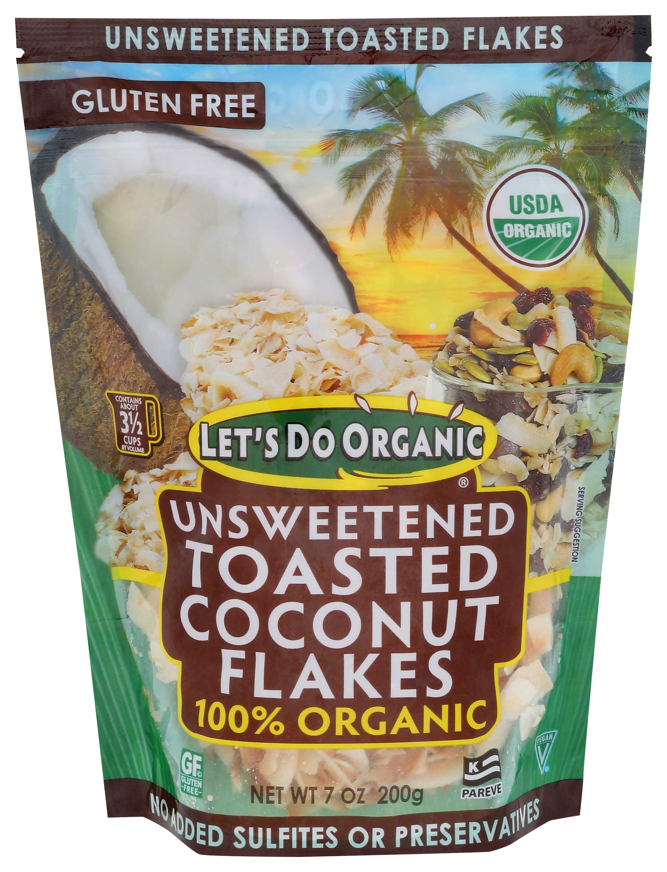 Lets Do Organic 100 Percent Toasted Coconut Flake, 7 Ounce -- 12 per case.