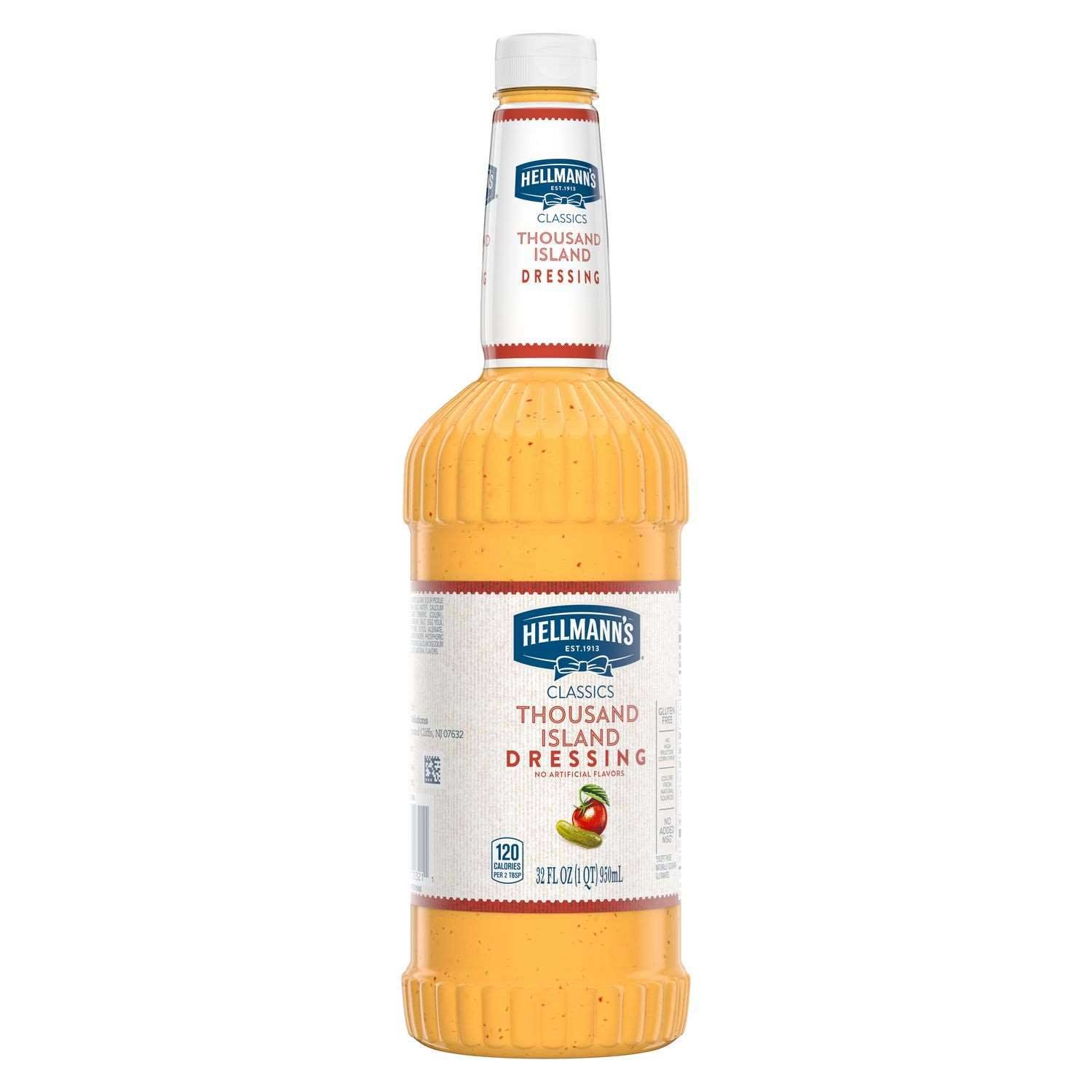 Single Hellmann's Classics Thousand Island Salad Dressing Salad Bar Bottle, 32 Ounce