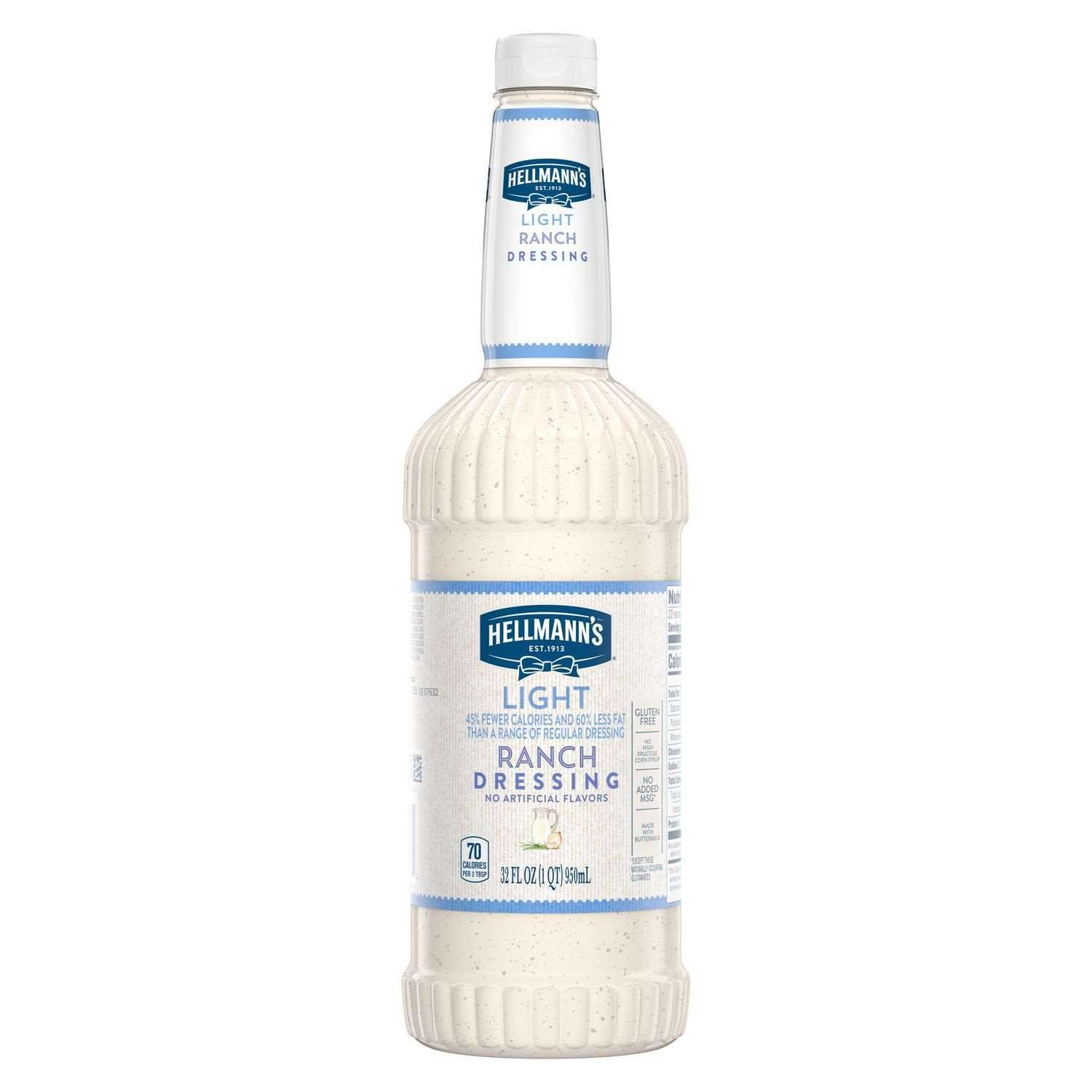 Single Hellmann's Light Ranch Salad Dressing Salad Bar Bottles, 32 Ounce