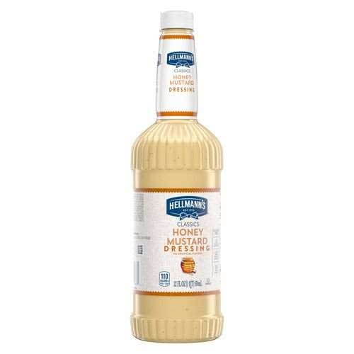 Single Hellmann's Classics Honey Mustard Salad Dressing Salad Bar Bottle, 32 Ounce