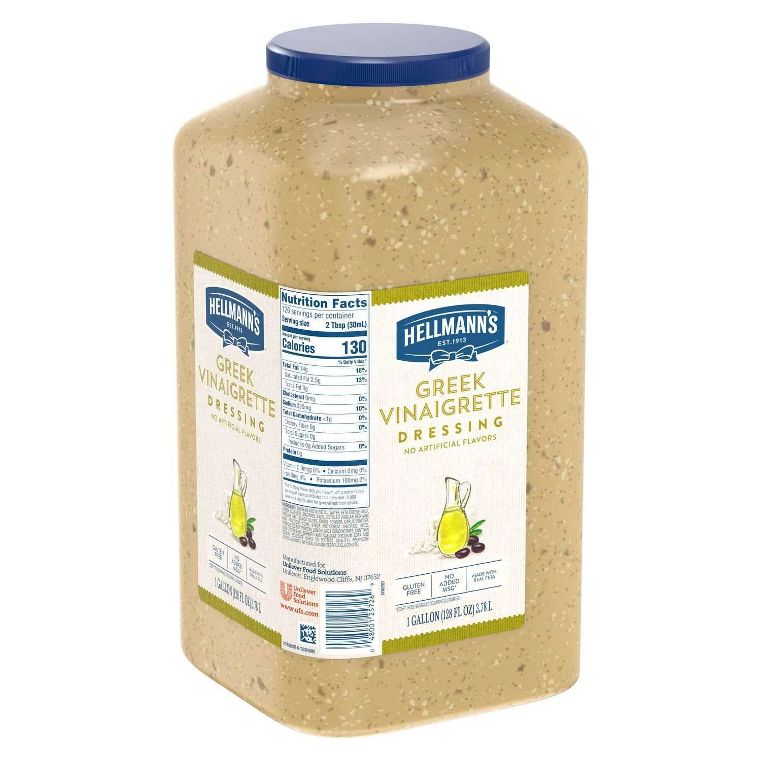 Single Hellmann's Greek Vinaigrette Salad Dressing Jug, 1 Gallon