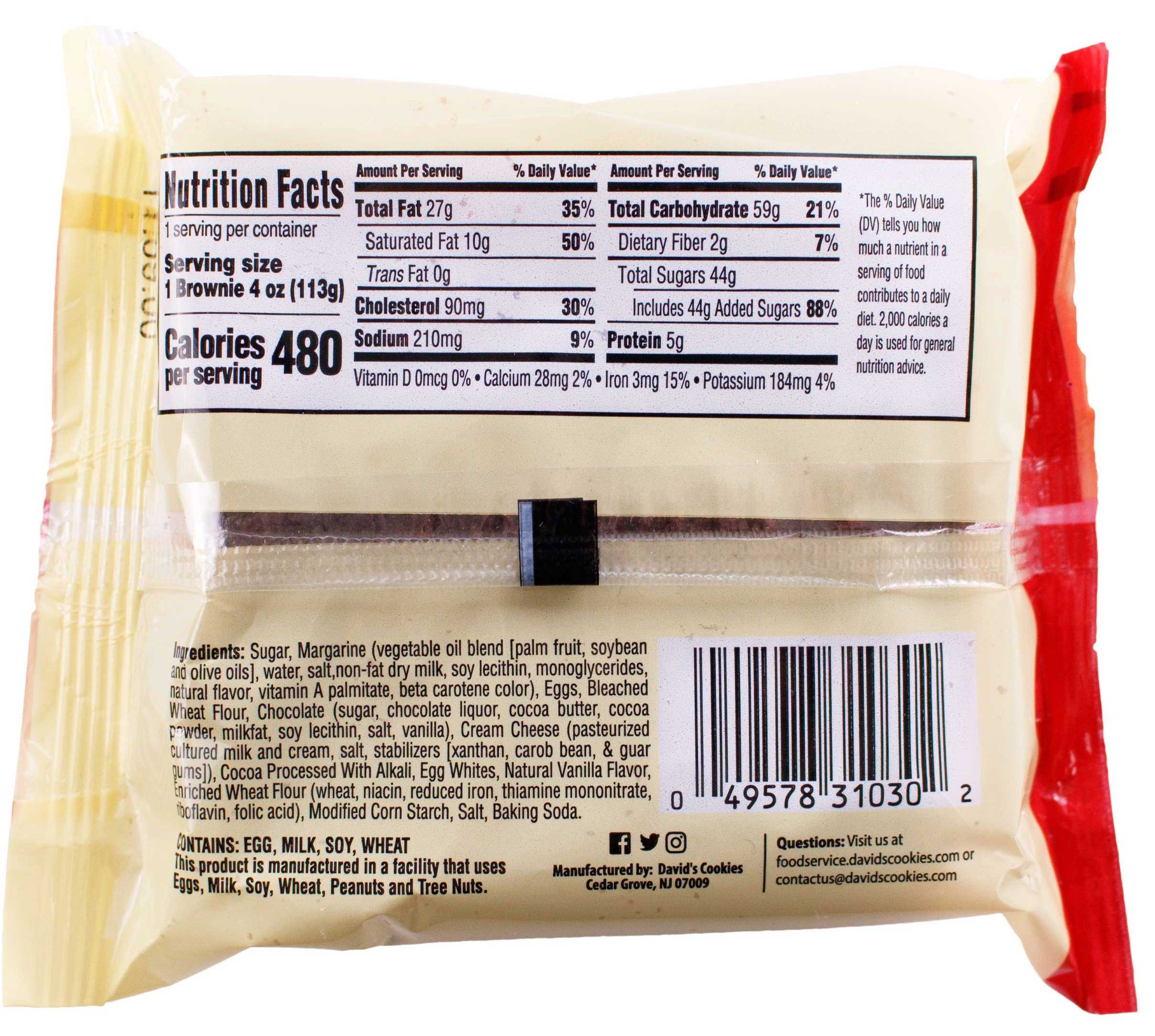 Davids Cookies Individually Wrapped Cheesecake Brownie, 4 Ounce -- 48 per case
