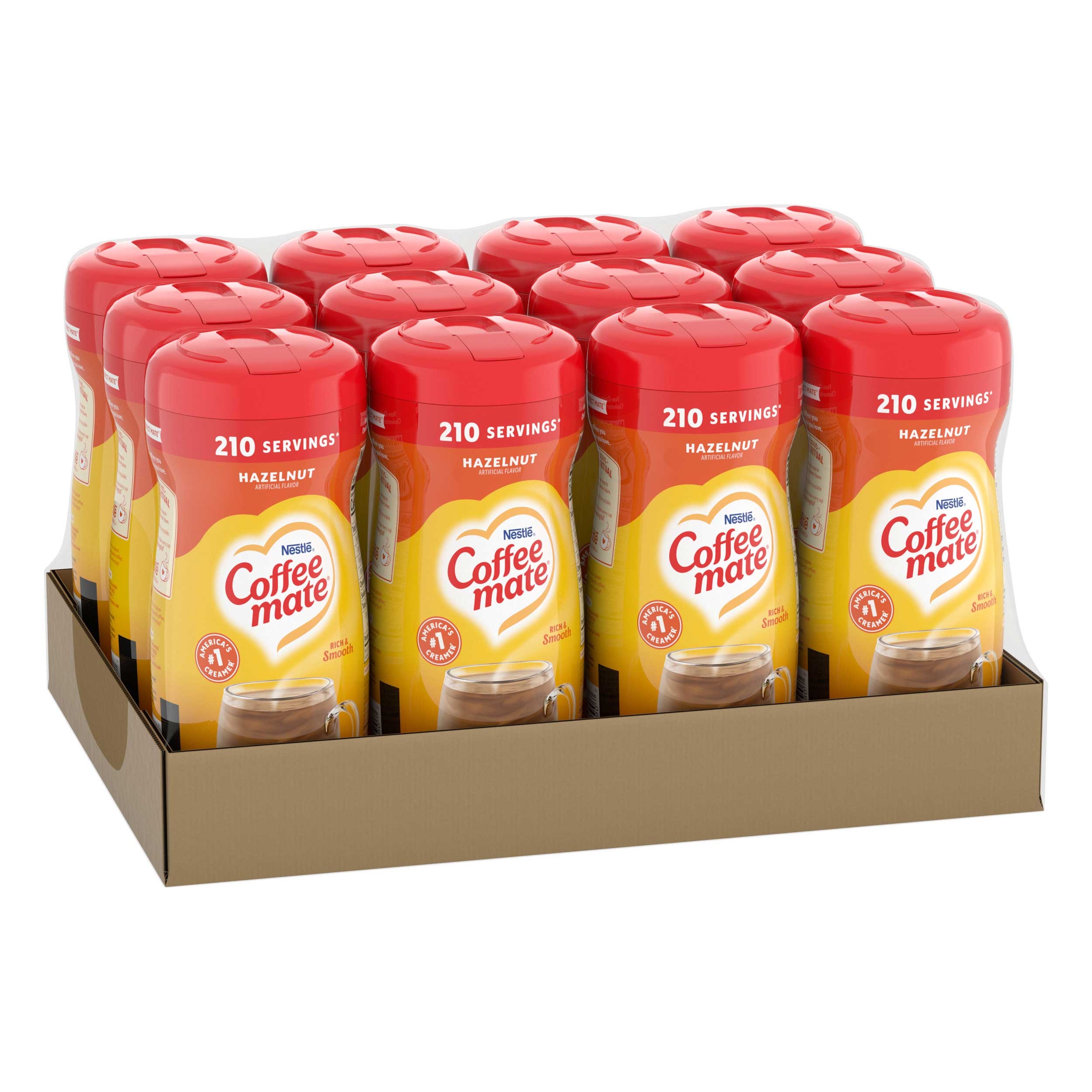 Coffee-Mate Hazelnut Powder Creamer - 15 oz. canister, 12 canisters per case