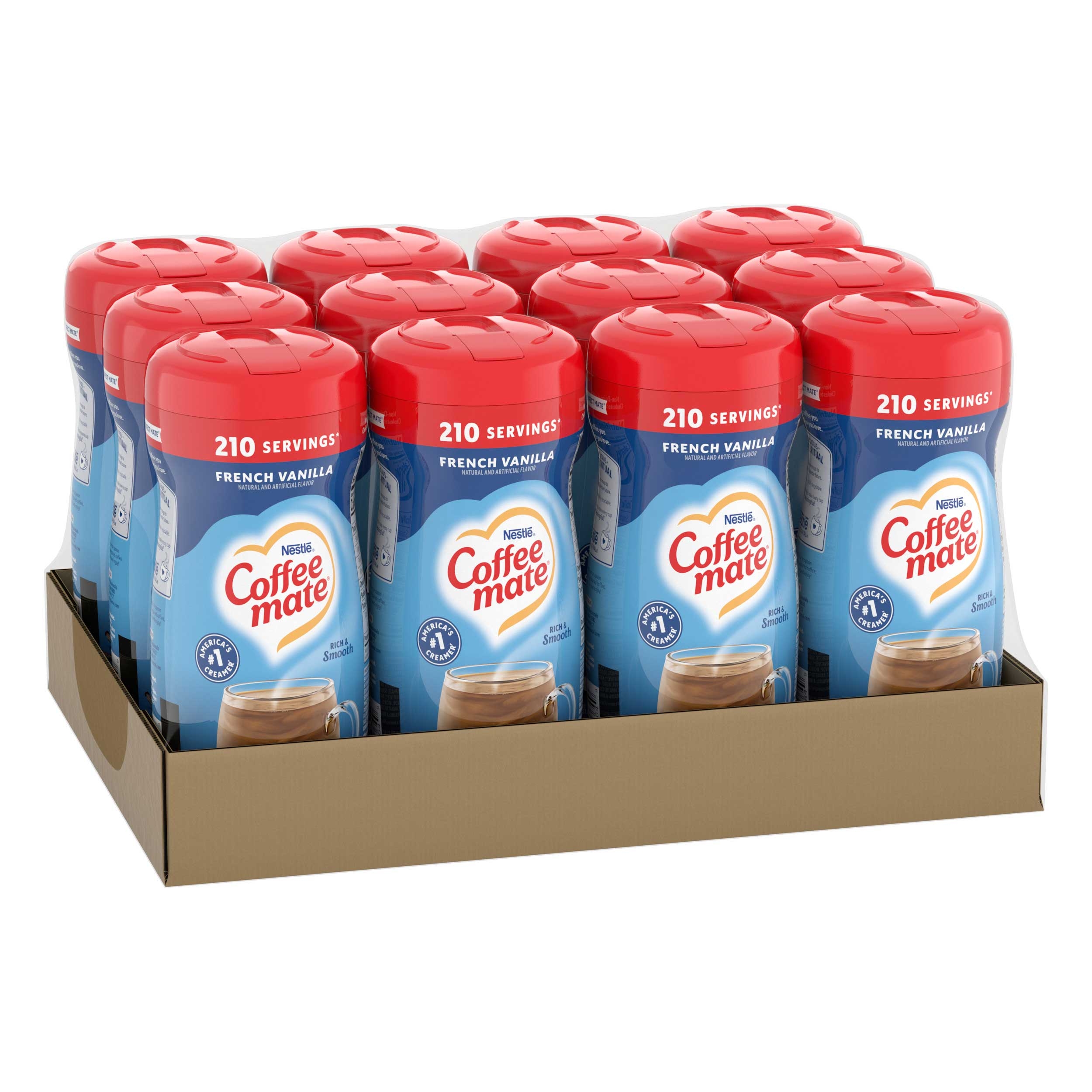 Coffee-Mate French Vanilla Powder Creamer - 15 oz. canister, 12 canisters per case