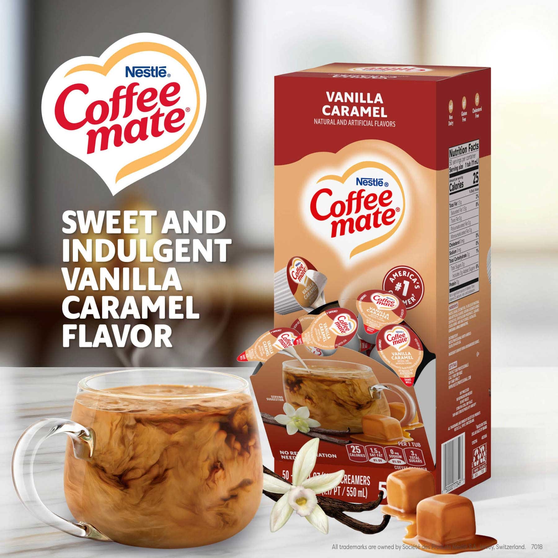 Coffee Mate Creamer Vanilla Caramel, 0.374 Fluid Ounce -- 4 per case.
