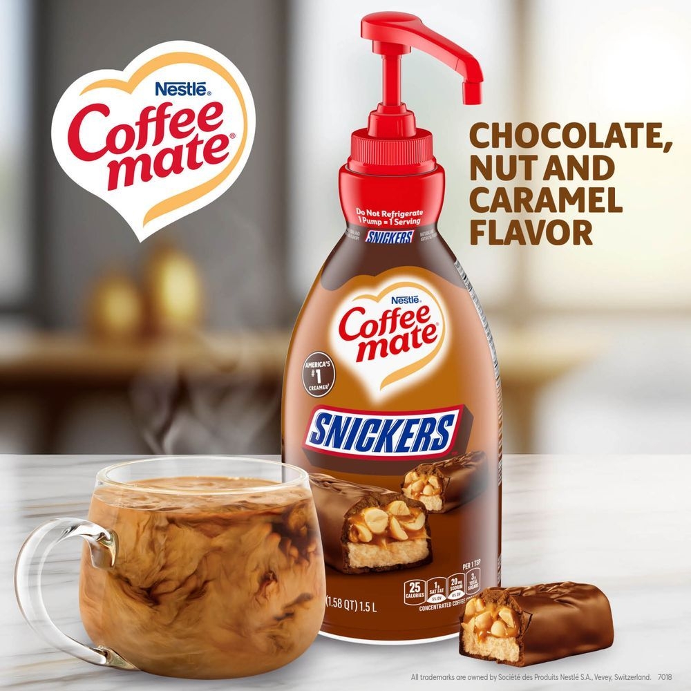 Coffee Mate Snickers Concentrated Coffee Creamer, 1.58 Quart Pump Bottle -- 2 Per Case