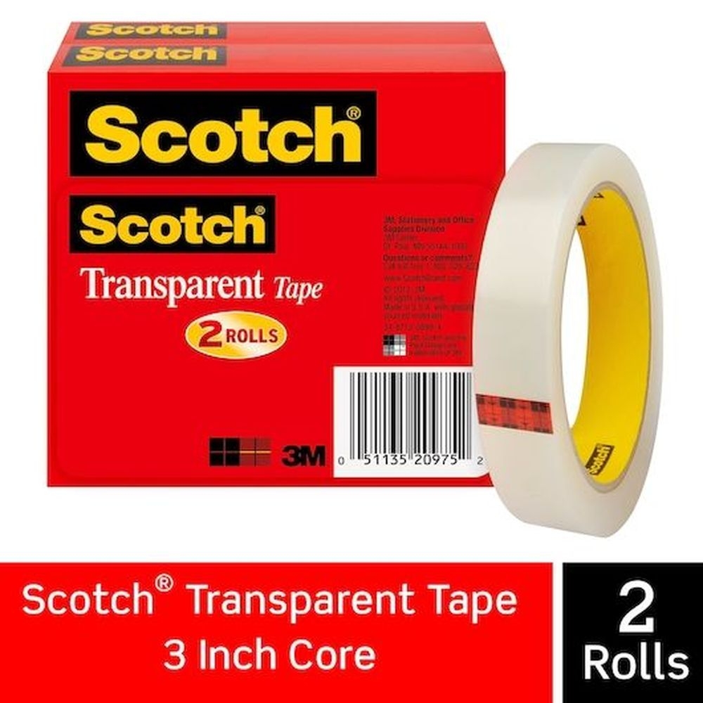 Scotch Transparent Tape, 3/4 in x 5184 inch - 12 per case