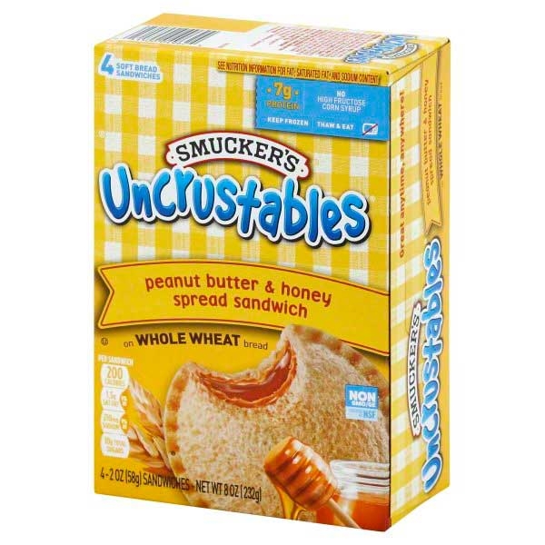 Smuckers Uncrustables Peanut Butter and Honey Spread Sandwich, 2 Ounce -- 32 per case.