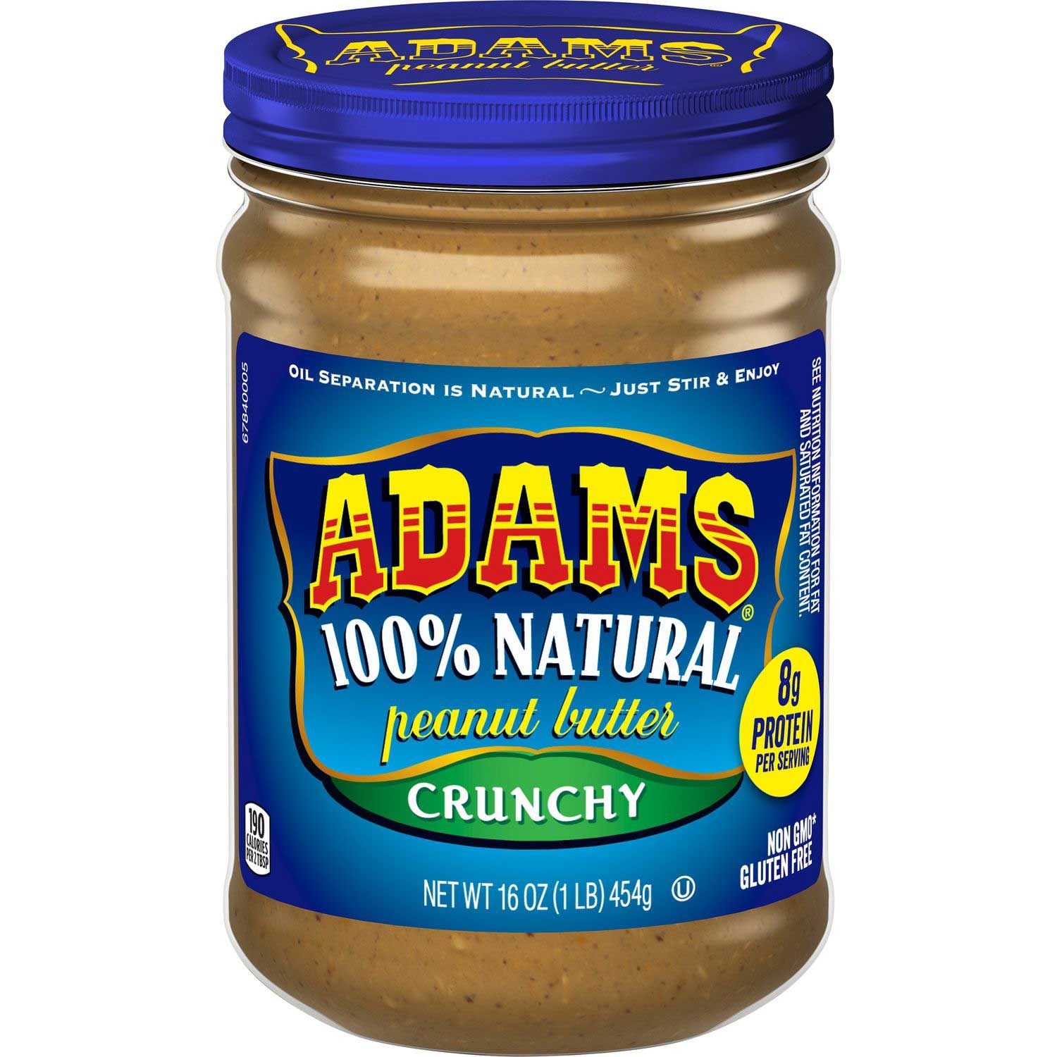 Adams Natural Crunchy Peanut Butter, 16 Ounce -- 12 per case.