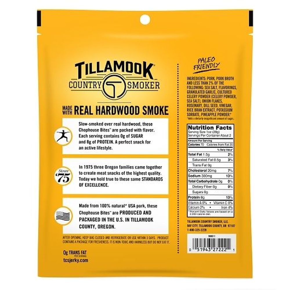 Tillamook Country Smoker Zero Sugar Original Chophouse Bites, 2.2 Ounce -- 12 per case