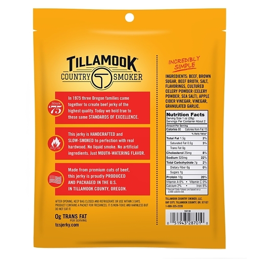 Tillamook Country Smoker Old Fashion Beef Jerky, 2.5 Ounce -- 12 per case