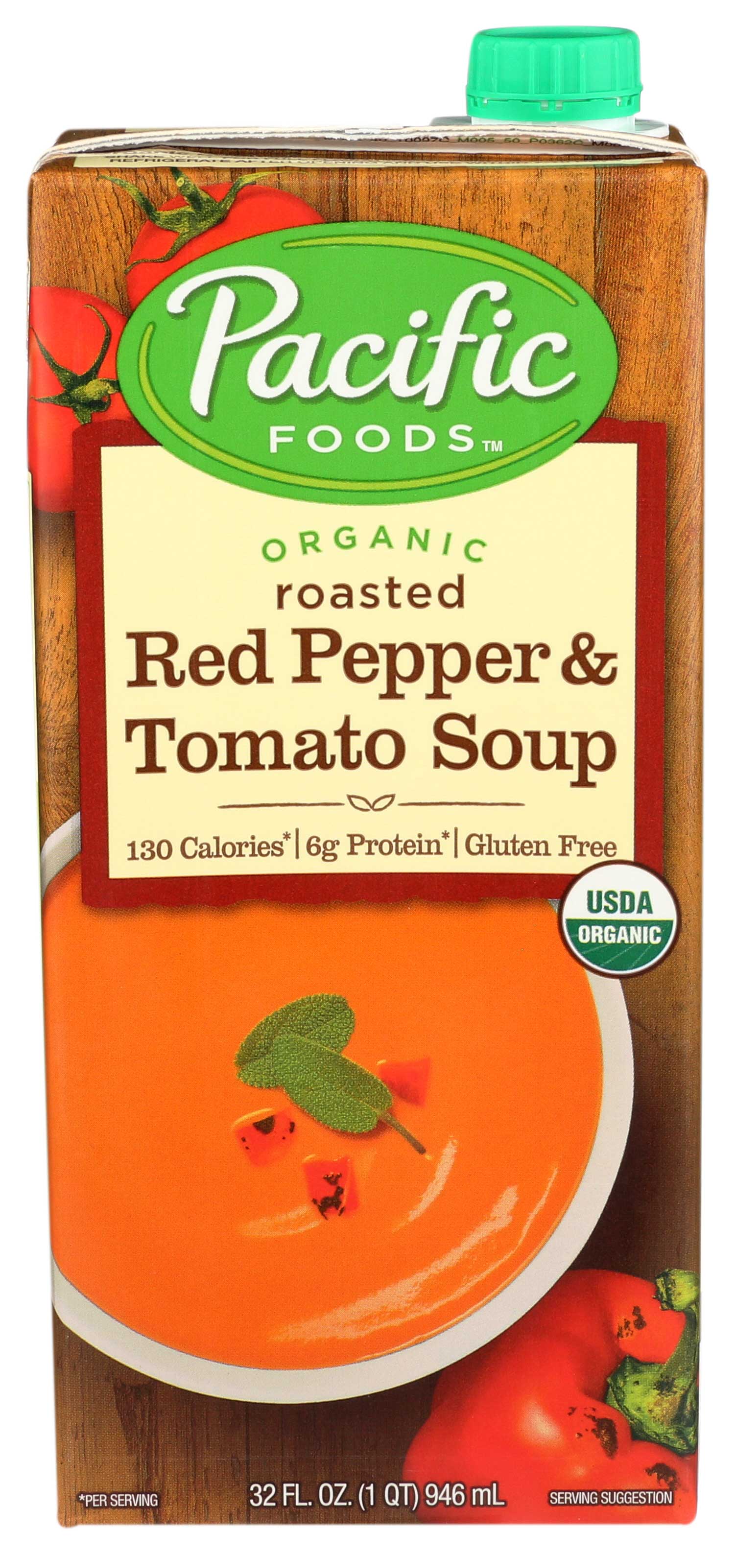 Pacific Foods Organic Creamy Roasted Red Pepper and Tomato Soup, 32 Ounce -- 12 per case.